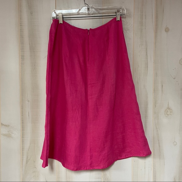 J. Crew Pink Fuchsia 100% Linen A-Line Skirt Sz 6p - Picture 2 of 3